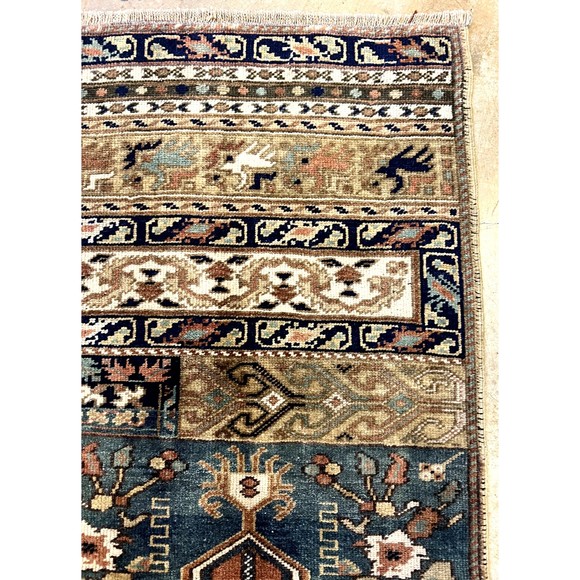 Vintage Turkish Anatolian 100% Wool Handwoven 1'10 x 3'7 feet Carpet Prayer Rug - Picture 2 of 3